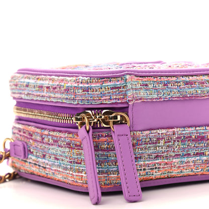 Chanel Tweed Quilted Small CC Filigree Vanity Case Purple Multicolor 9 of 10