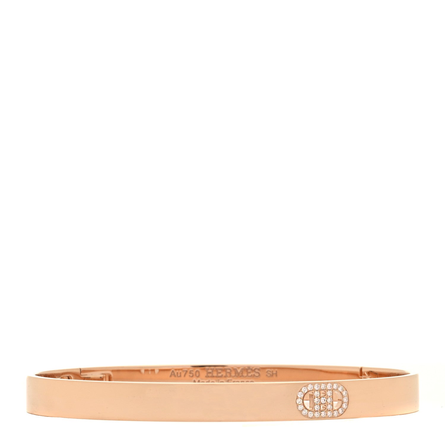 Hermes 18K Rose Gold Diamond PM H D'Ancre Bracelet SH 1 of 6