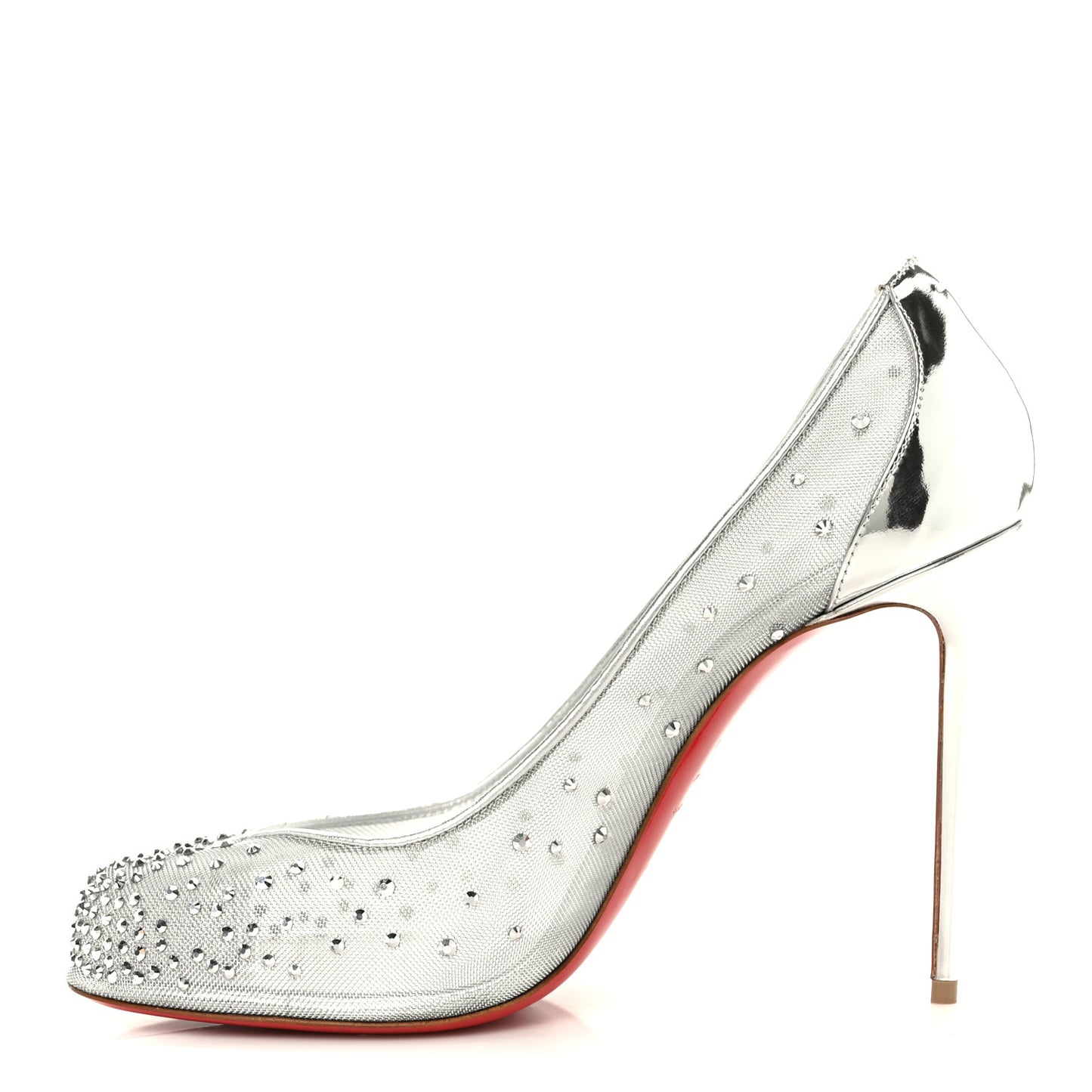 X MAISON MARGIELA Rete Glitter Specchio Bridiela Una Strass Tabi Pumps 39.5 Silver