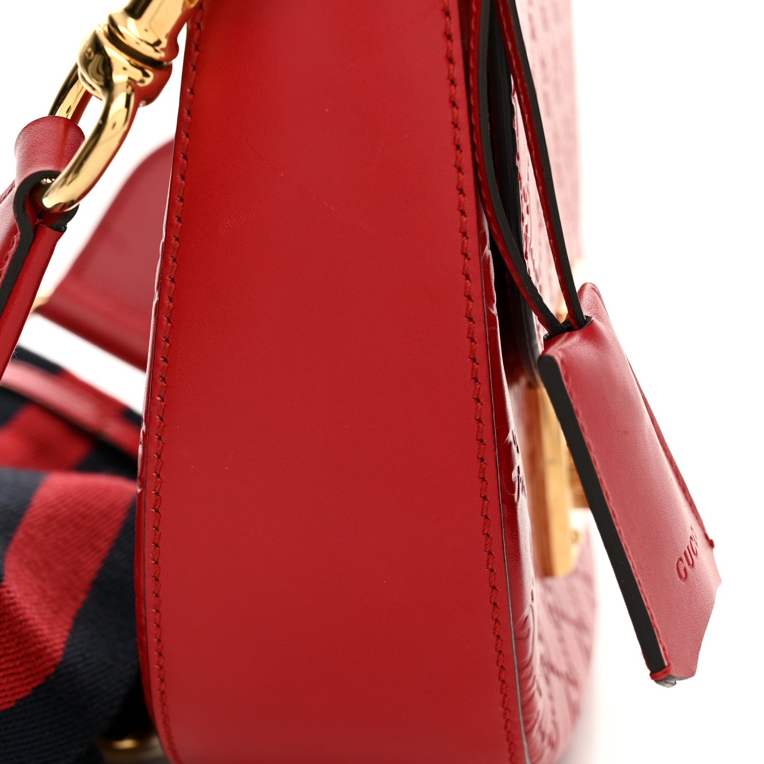 Gucci Guccissima Web Medium Padlock Messenger Shoulder Bag Hibiscus Red 16 of 16