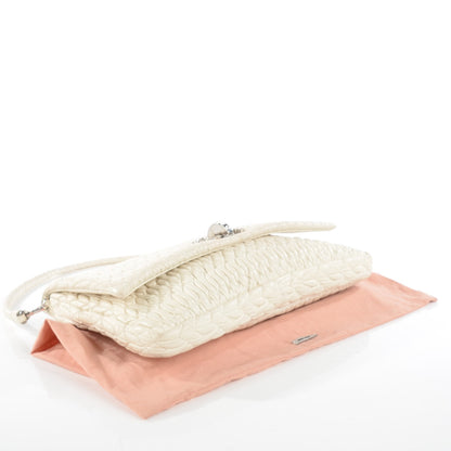 Miu Miu Nappa Matelasse Crystal Flap Clutch Bianco 5 of 10