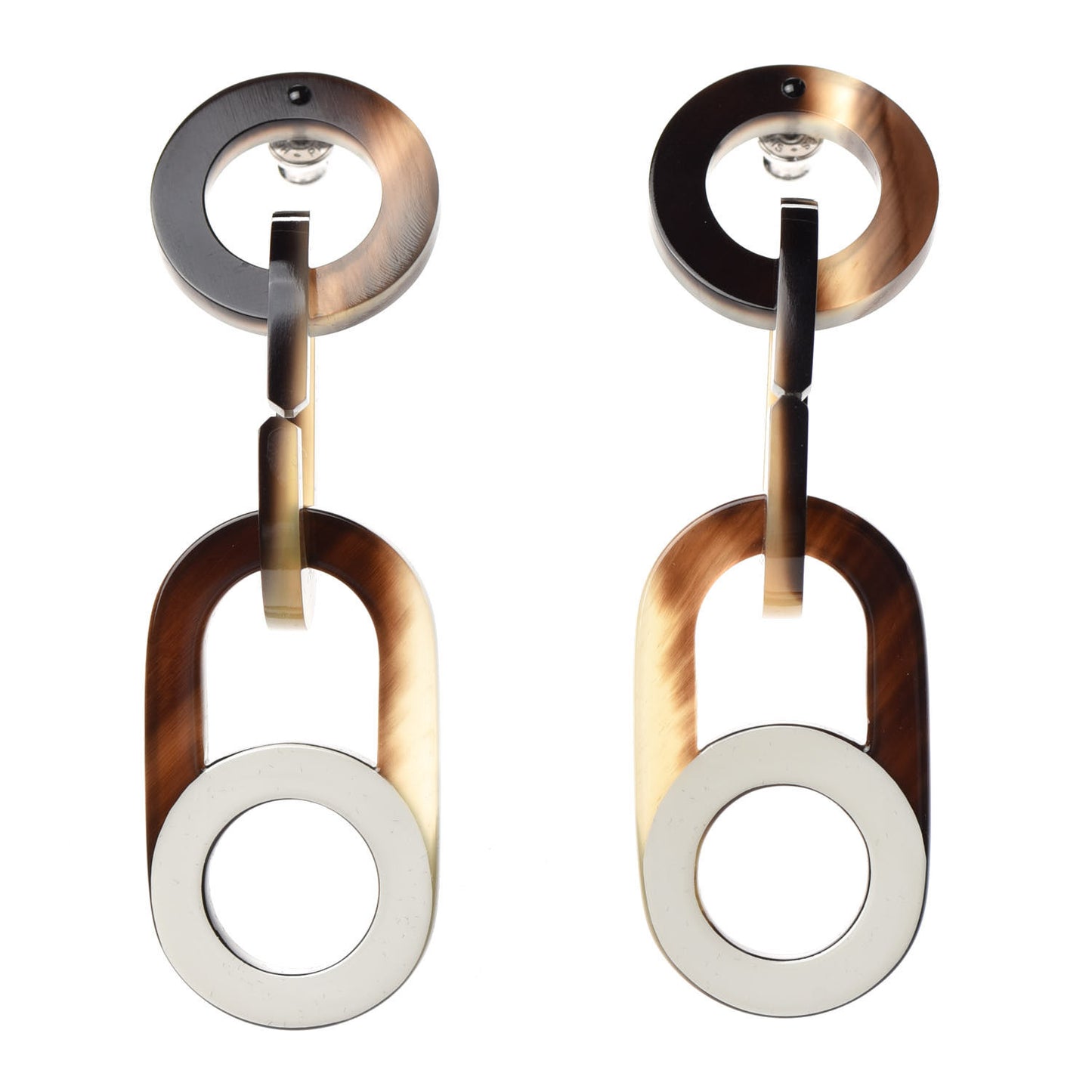 Buffalo Horn Palladium Large Variation Earrings Multicolor