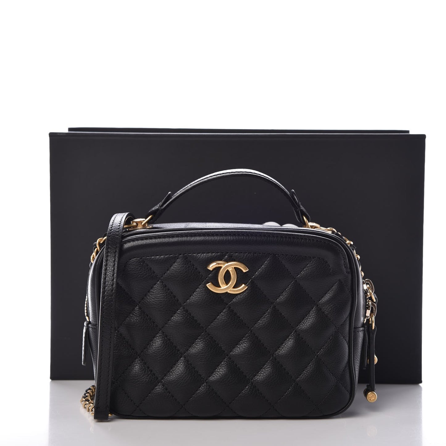 Calfskin Quilted CC Vanity Case Black