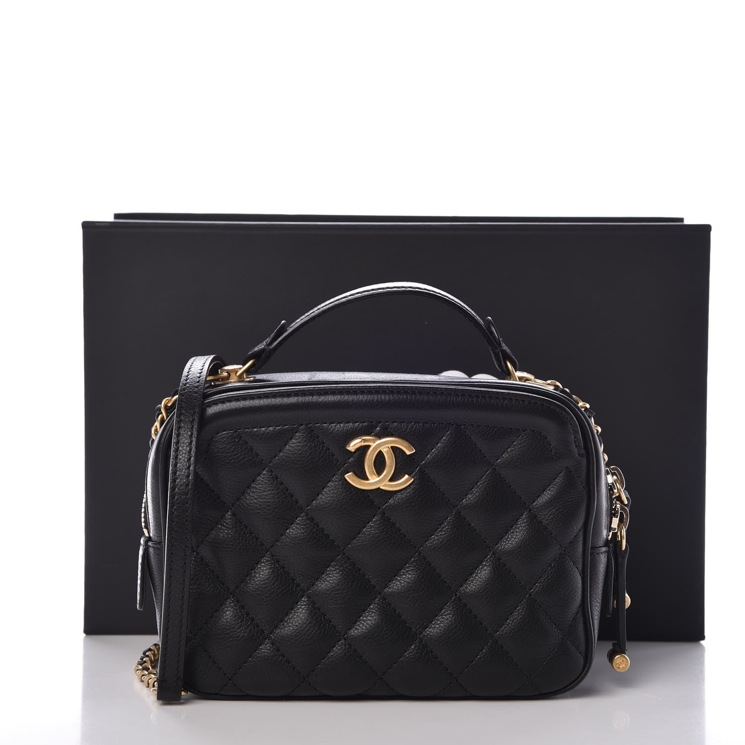 Chanel Calfskin Quilted CC Vanity Case Black 8 of 8