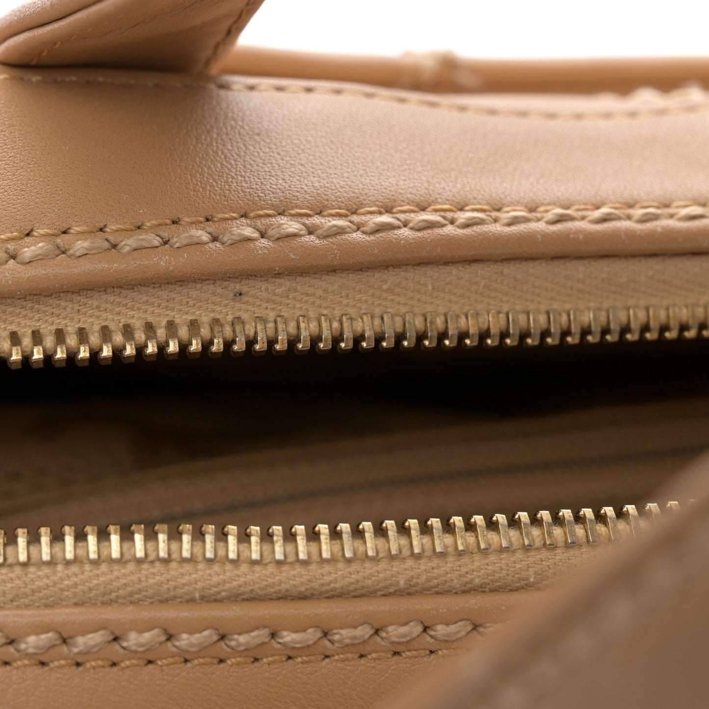 Calfskin Wild Stitch Top Handle Bag Beige
