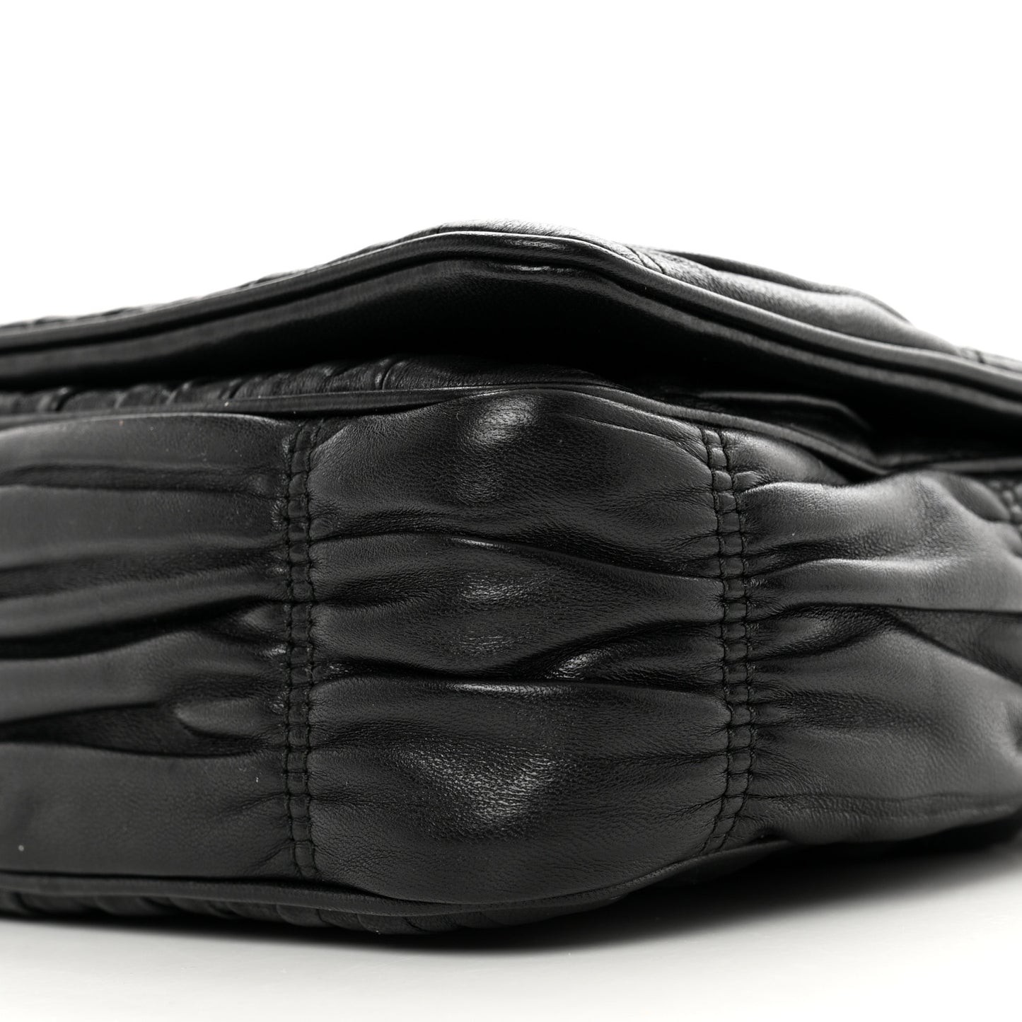 Nappa Gaufre Flap Shoulder Bag Black