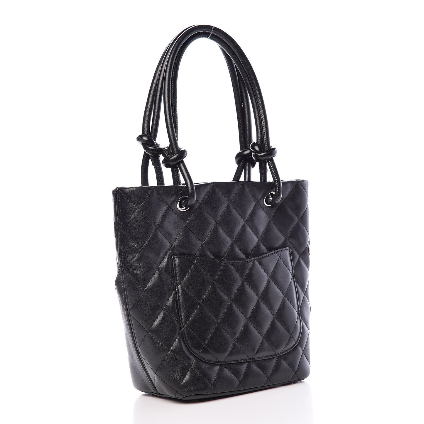 Calfskin Quilted Small Cambon Tote Black White