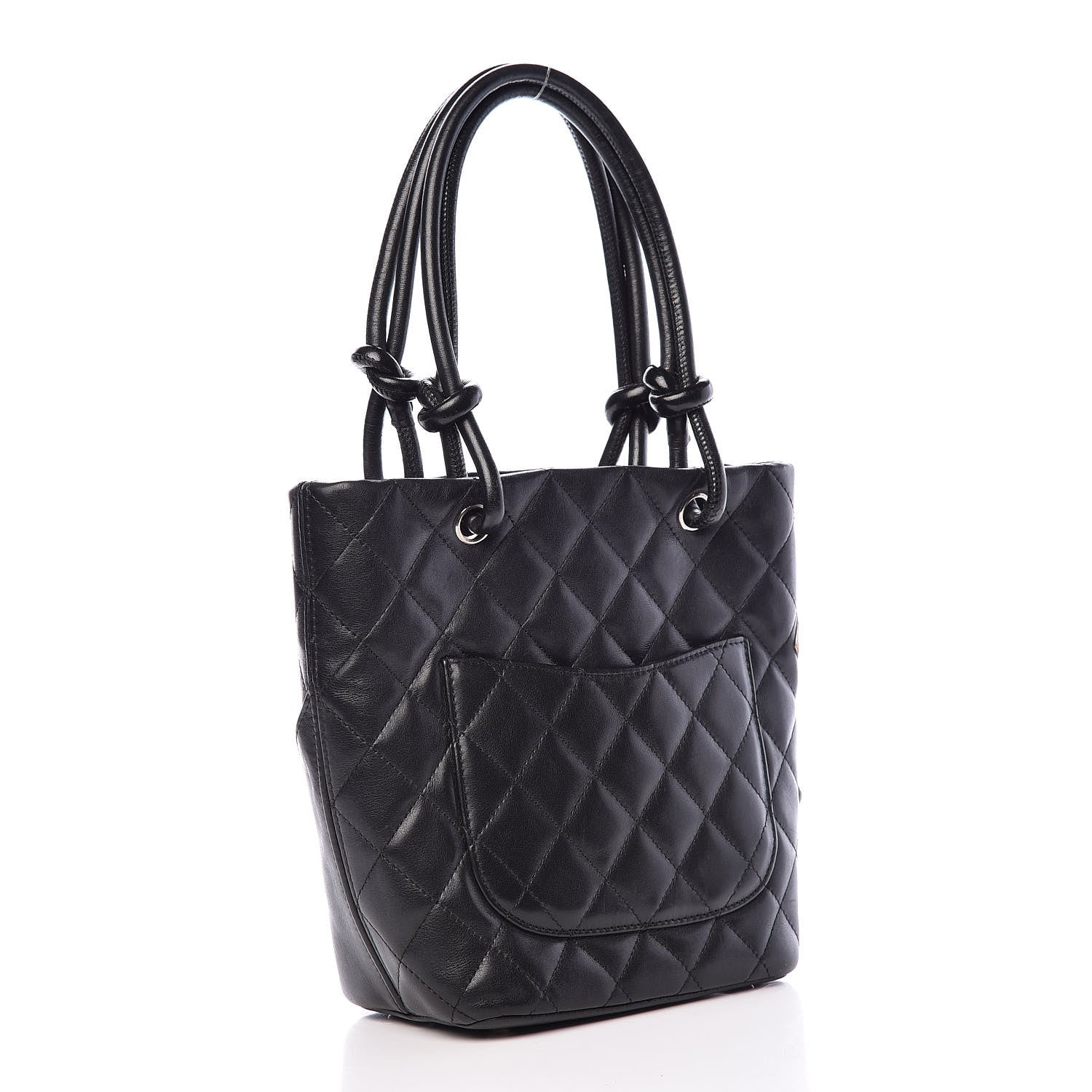 Chanel Calfskin Quilted Small Cambon Tote Black White 3 of 11