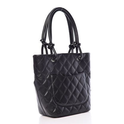 Chanel Calfskin Quilted Small Cambon Tote Black White 3 of 11
