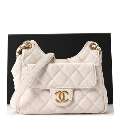 Chanel Caviar Quilted Small Wavy CC Hobo White 11 of 11