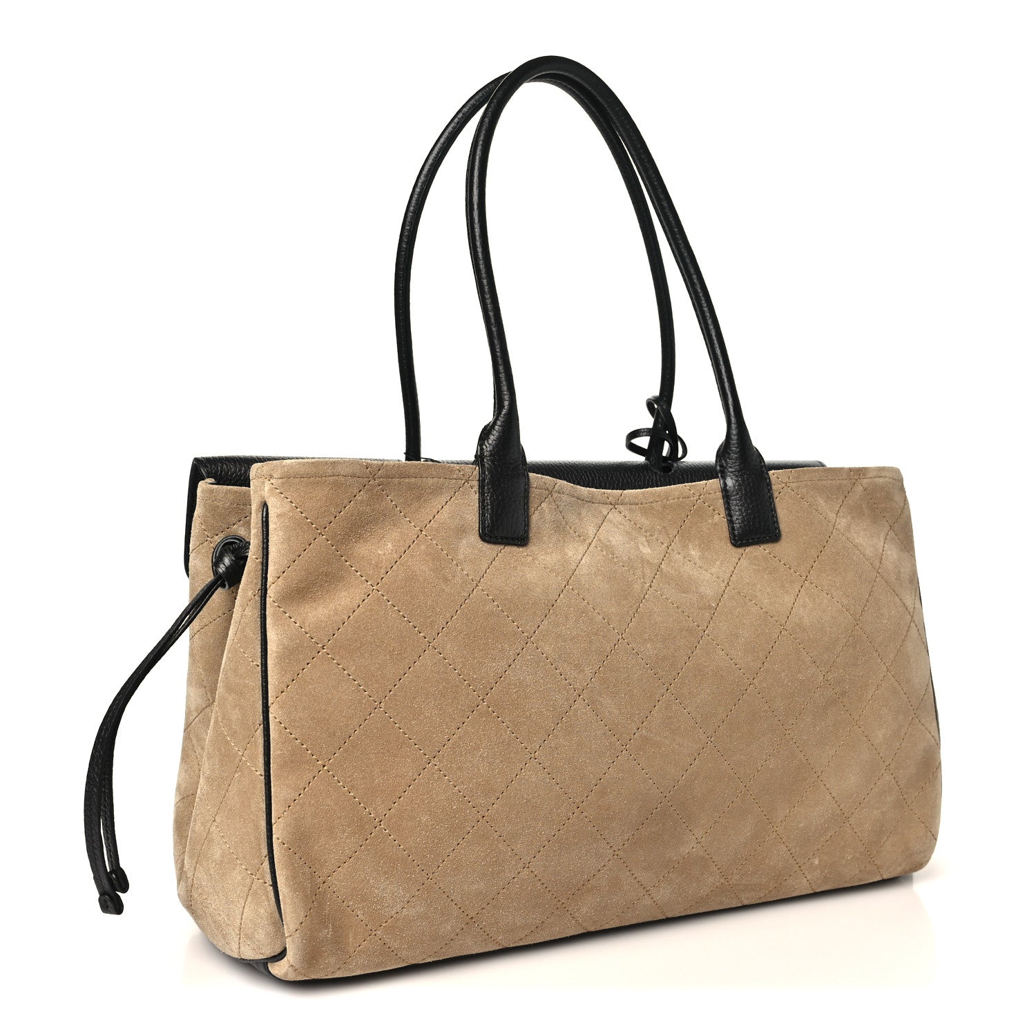 Chanel Grained Calfskin Suede Urban Essentials Large Shopping Bag Dark Beige Black 2 of 10