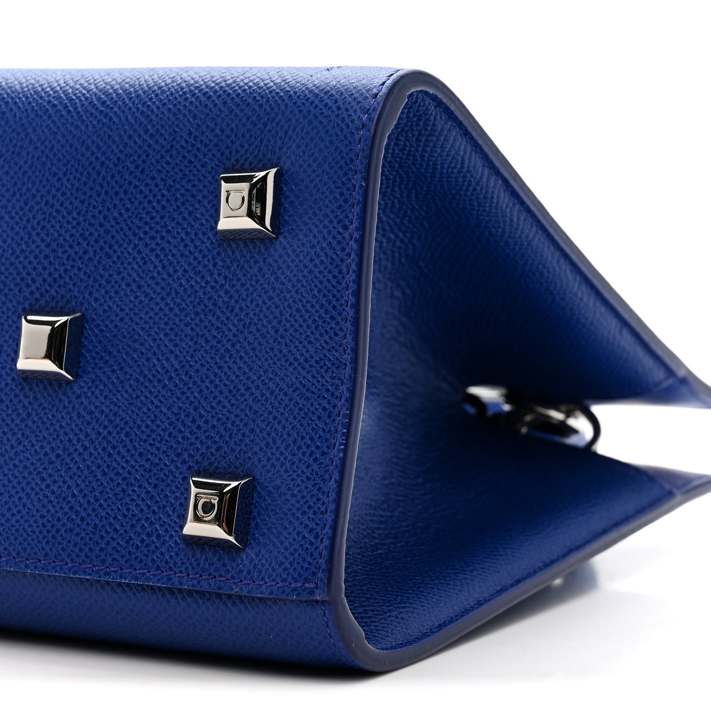 Hammered Calfskin Small The Studio Box Bag Lapis Lazuli
