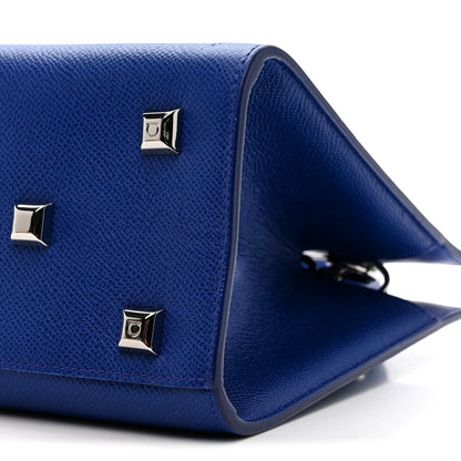 Salvatore Ferragamo Hammered Calfskin Small The Studio Box Bag Lapis Lazuli 10 of 10