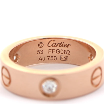 Cartier 18K Pink Gold 3 Diamond 5.5mm LOVE Ring 53 6.5 3 of 5