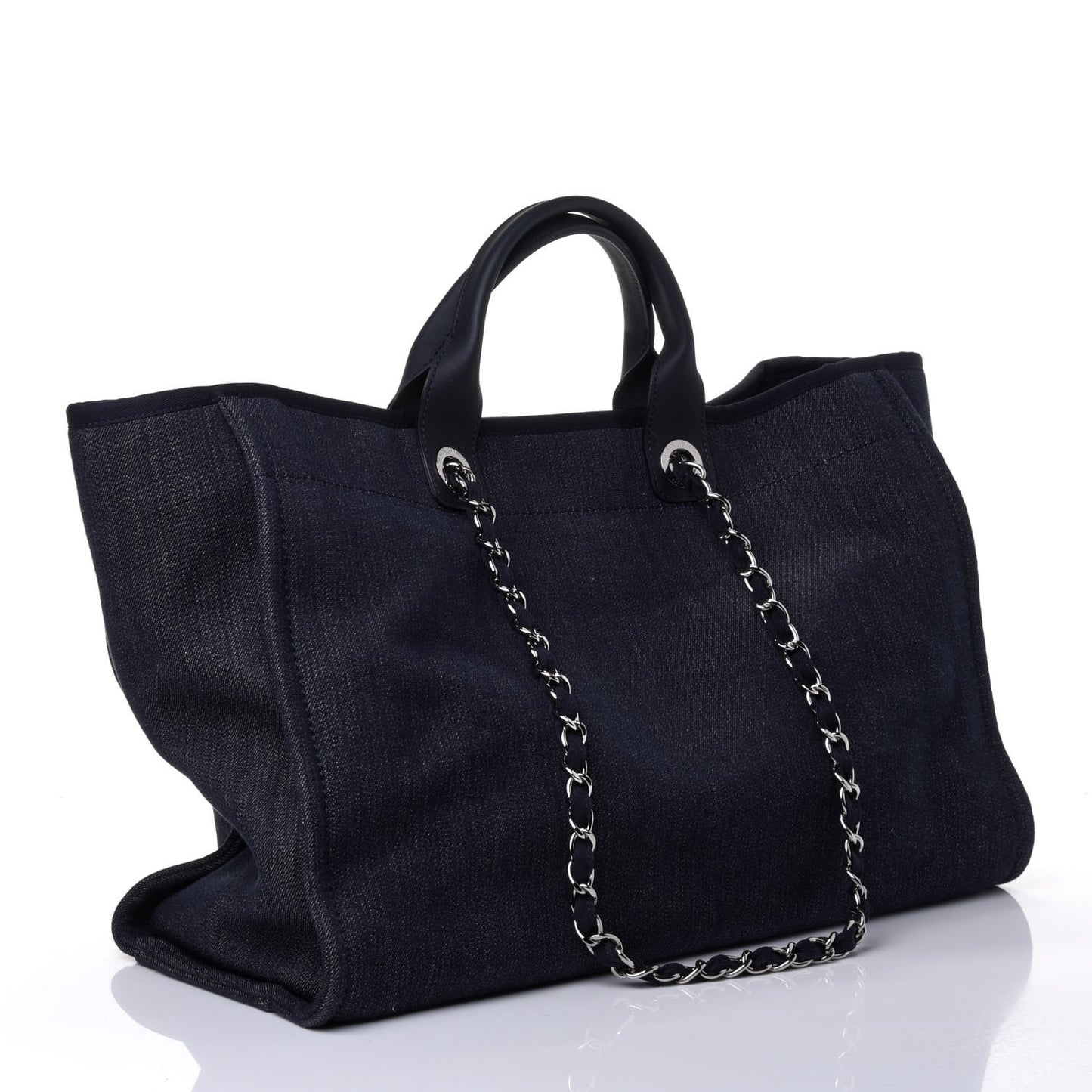 Denim Large Deauville Tote Blue Orange