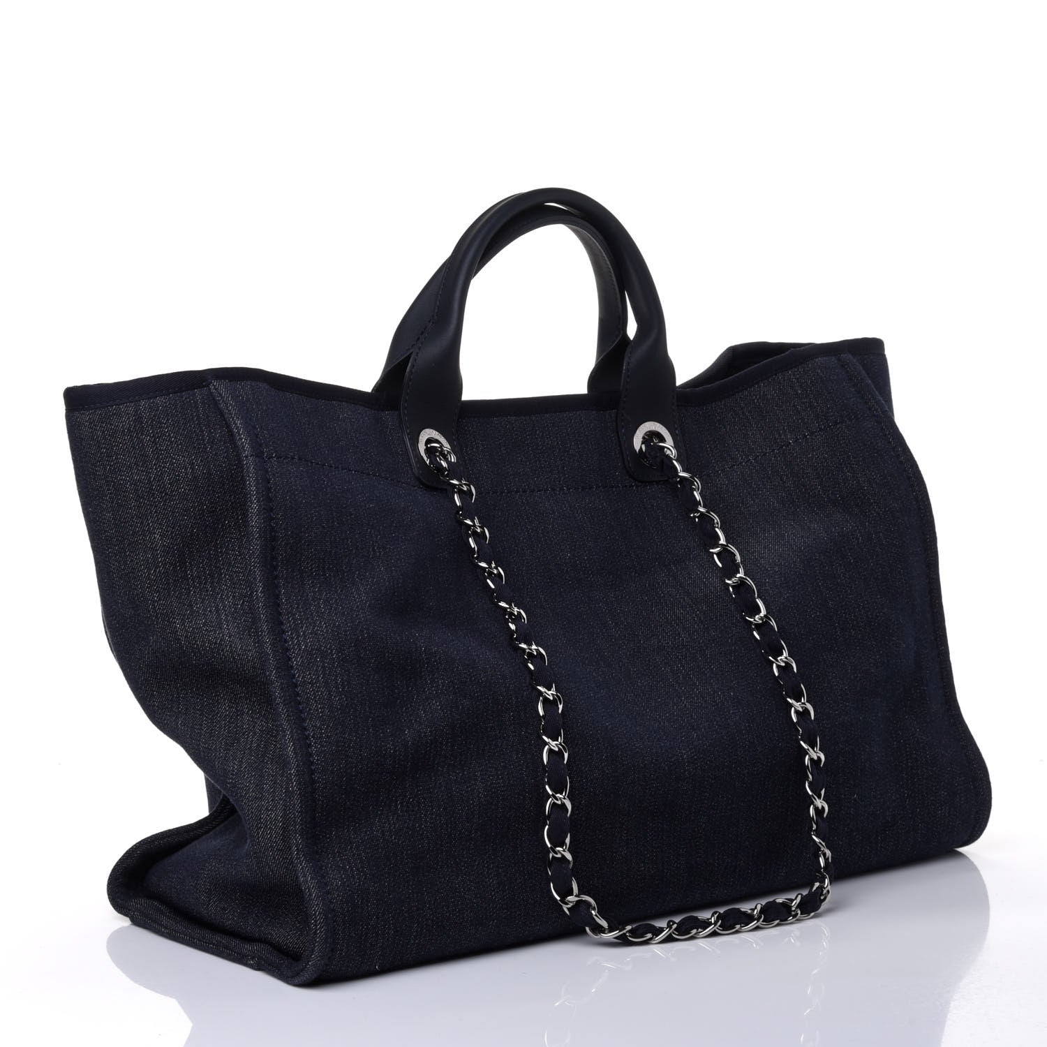 Chanel Denim Large Deauville Tote Blue Orange 2 of 4