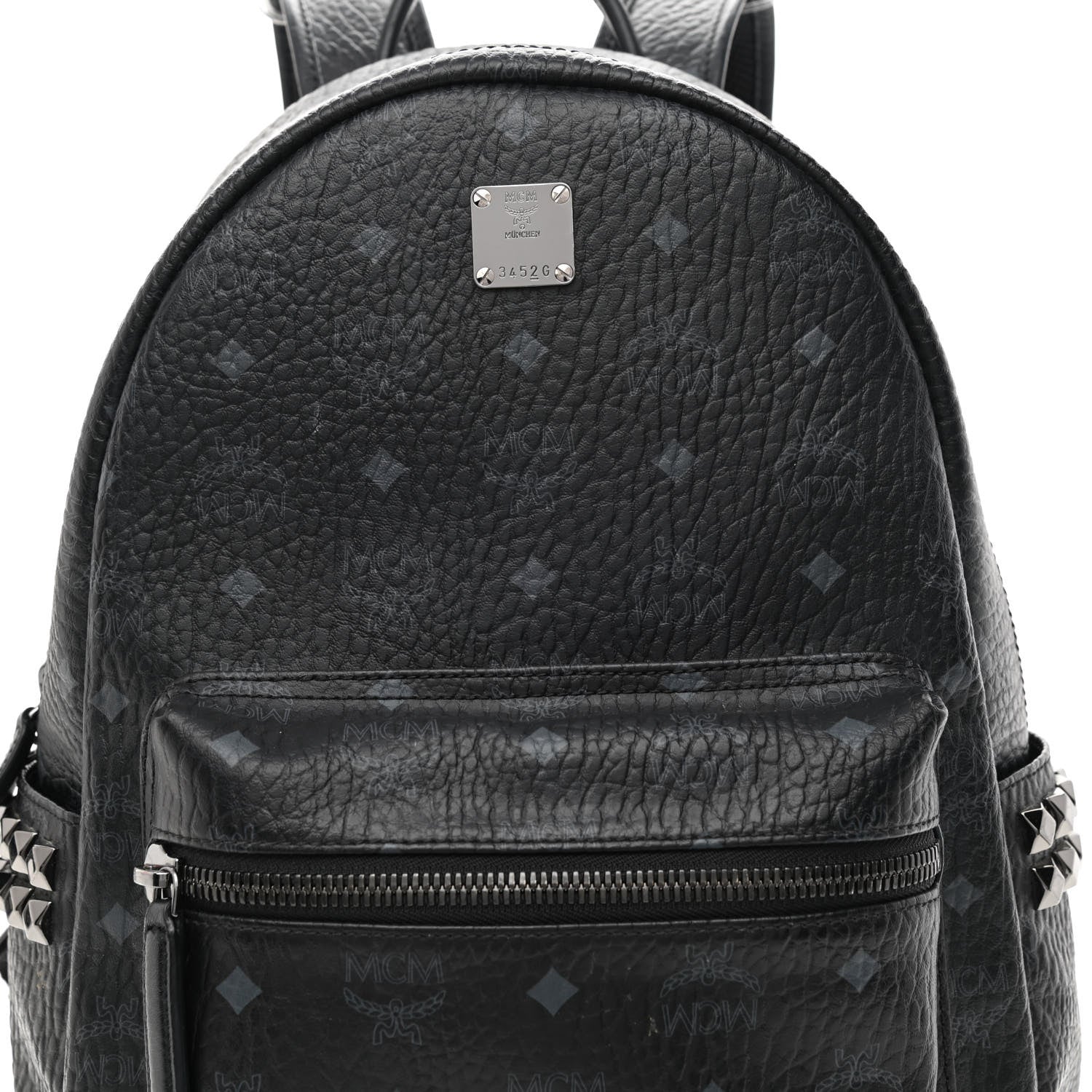 MCM Visetos Medium Side Studs Stark Backpack Black 11 of 15
