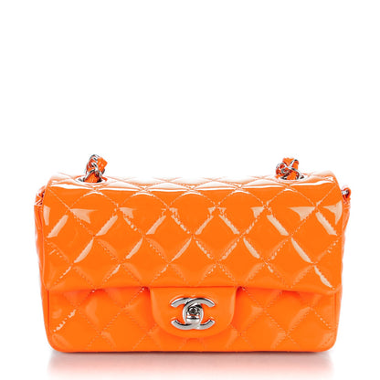 Chanel Patent Quilted Mini Rectangular Flap Orange 1 of 8