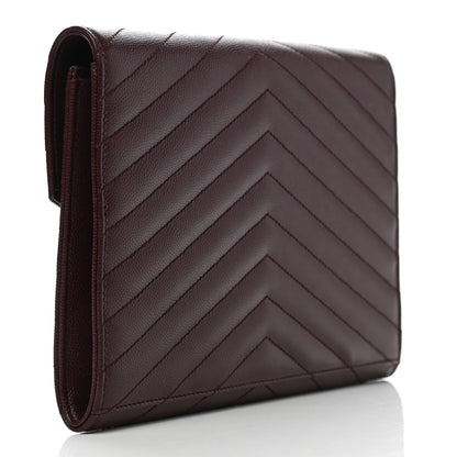 Saint Laurent Grain De Poudre Matelasse Chevron Monogram Envelope Clutch Rouge Legion 3 of 8