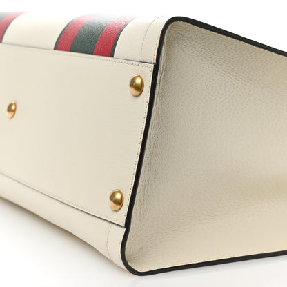 Gucci Textured Dollar Calfskin Web Stripe Studded Maxi Diana Tote Bag White Multicolor 8 of 9