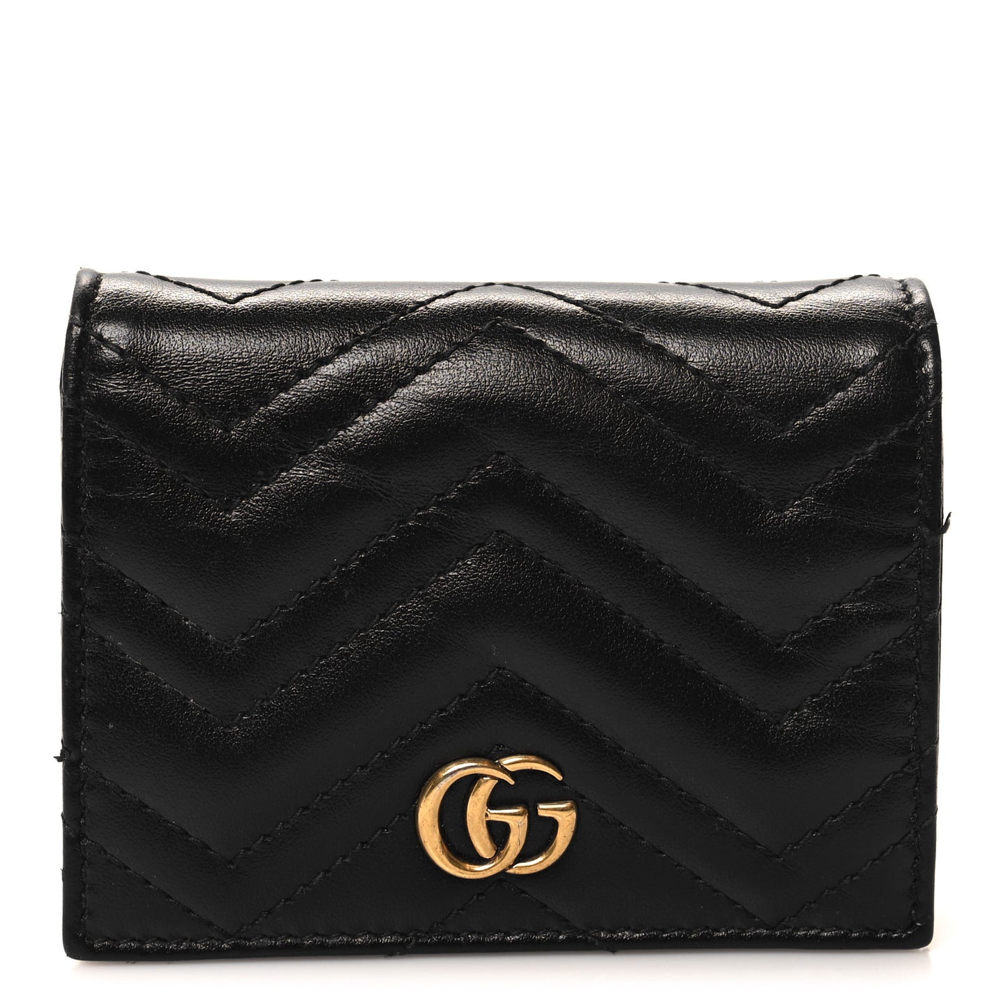 Calfskin Matelasse GG Marmont Card Case Wallet Black