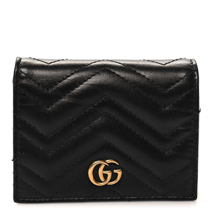 Gucci Calfskin Matelasse GG Marmont Card Case Wallet Black 1 of 11