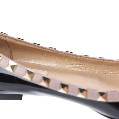 Valentino Garavani Patent Nappa Rockstud Ballerina Flats 35 Black Poudre 10 of 13