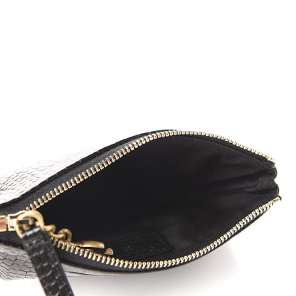 Chanel Calfskin Crocodile Embossed Cocodile Cosmetic Case Black Gold 5 of 8