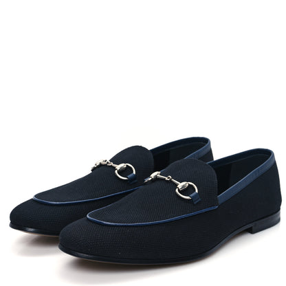 Gucci Canvas Horsebit Mens Jordaan Loafers 10.5 Black Blue Agata 3 of 9