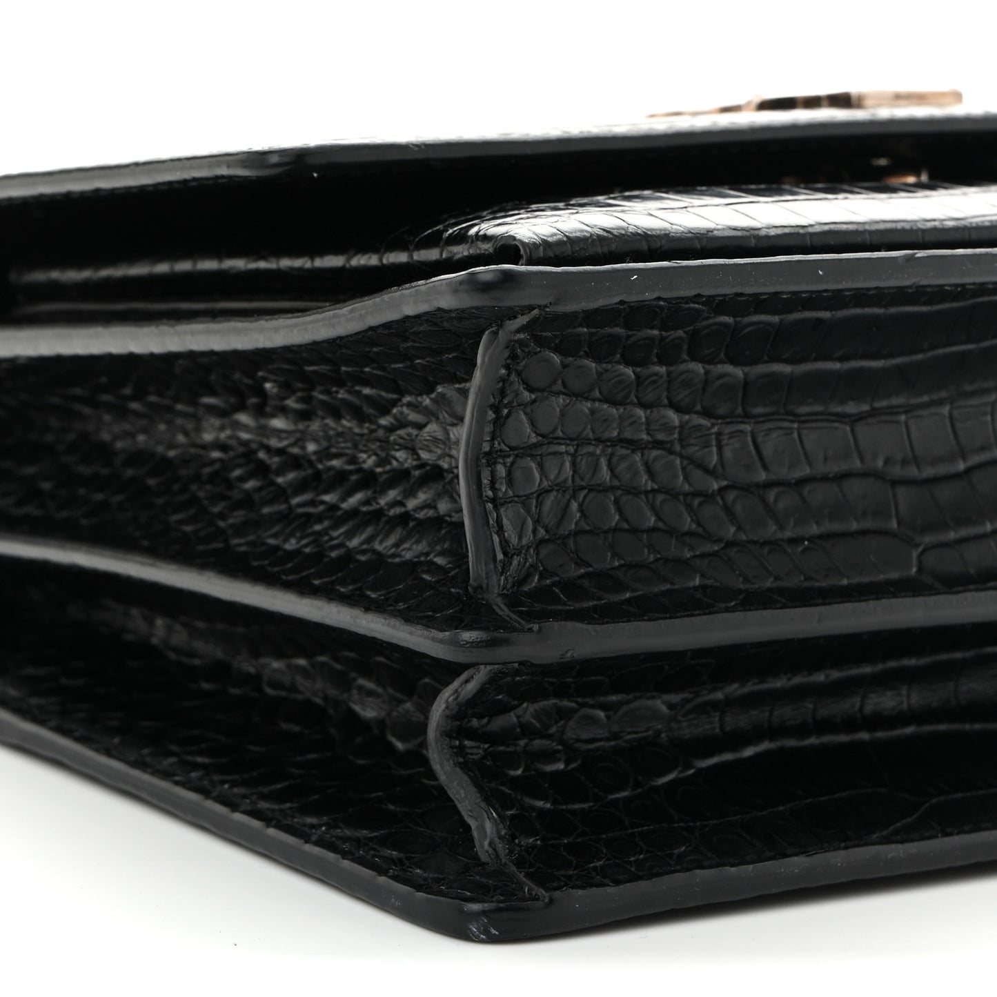 Calfskin Crocodile Embossed Medium Monogram Sunset Black
