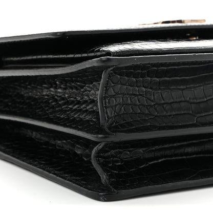 Saint Laurent Calfskin Crocodile Embossed Medium Monogram Sunset Black 8 of 9