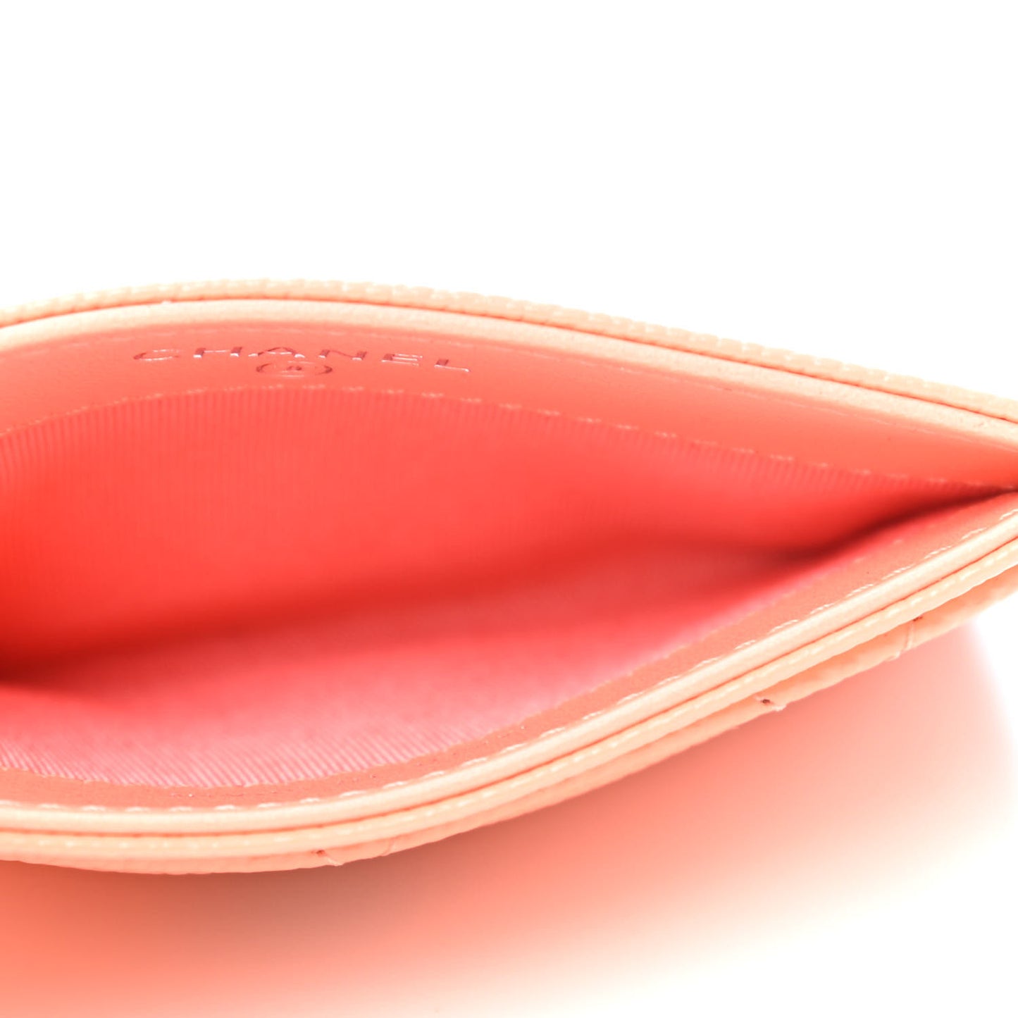 Caviar Quilted Card Holder Coral