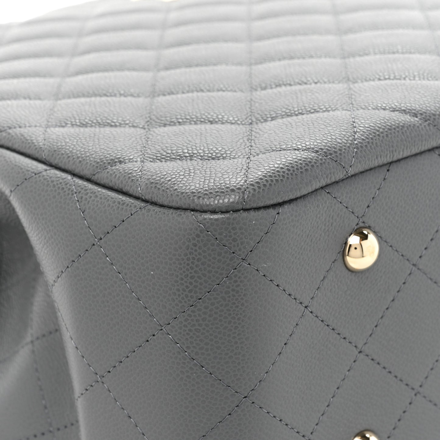 Caviar Quilted Large CC Shopping Tote Dark Grey