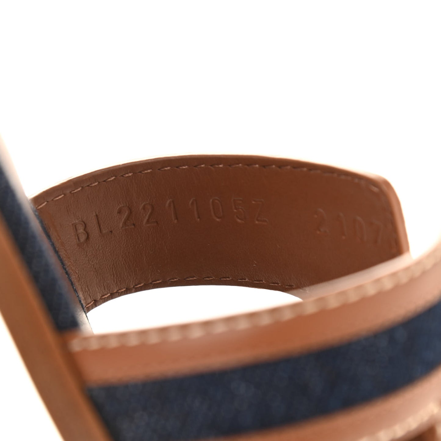 Calfskin Denim Oran Sandals 38 Bleu Brut Gold