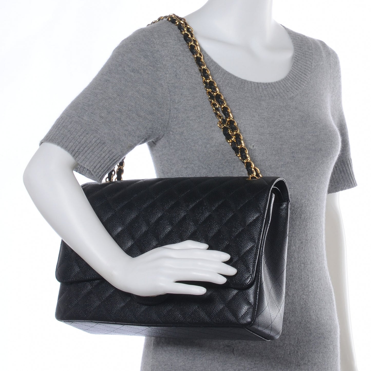 Caviar Quilted Maxi Double Flap Black