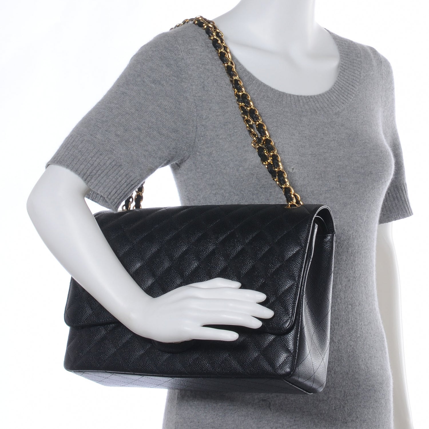 Chanel Caviar Quilted Maxi Double Flap Black 2 of 8