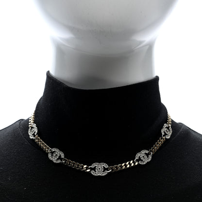 Chanel Crystal Chain CC Link Choker Gold Silver 2 of 4