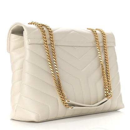 Saint Laurent Calfskin Y Quilted Monogram Medium Loulou Chain Satchel Crema Soft 3 of 12
