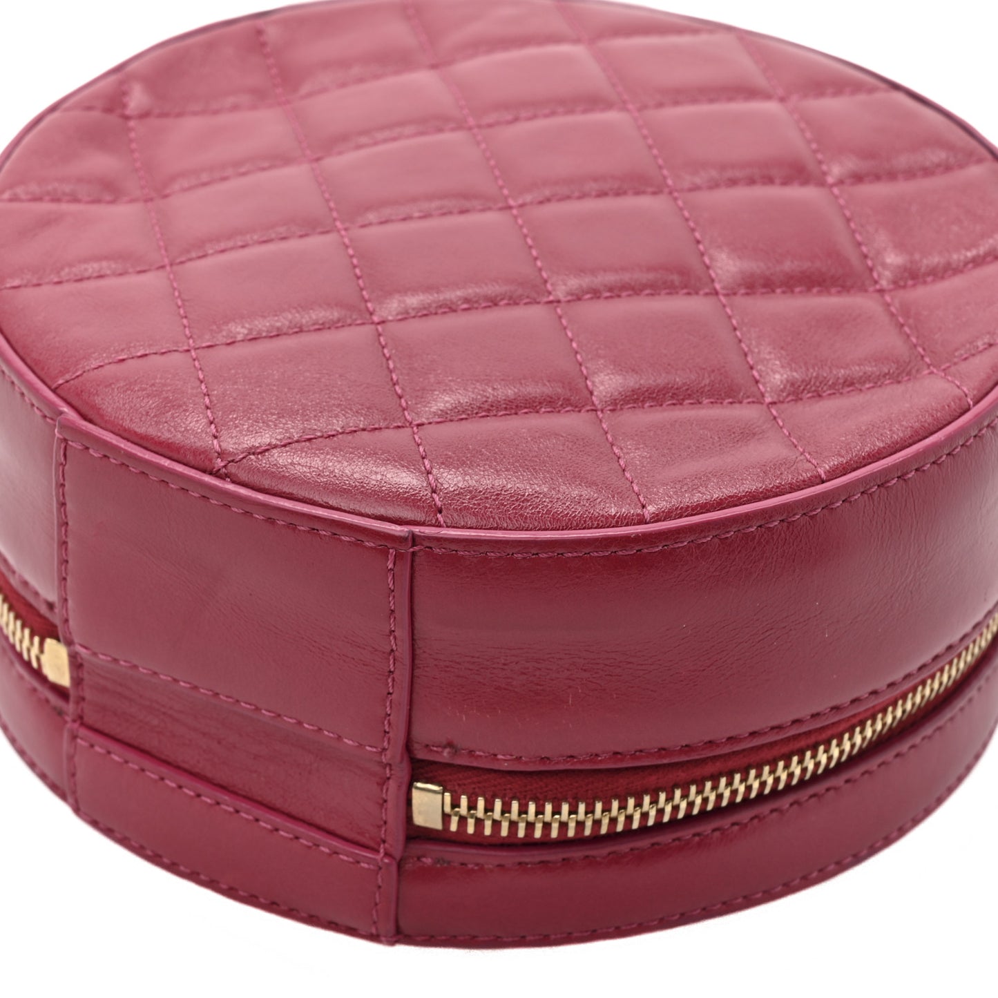 Glazed Calfskin Round As Earth Evening Bag Rouge