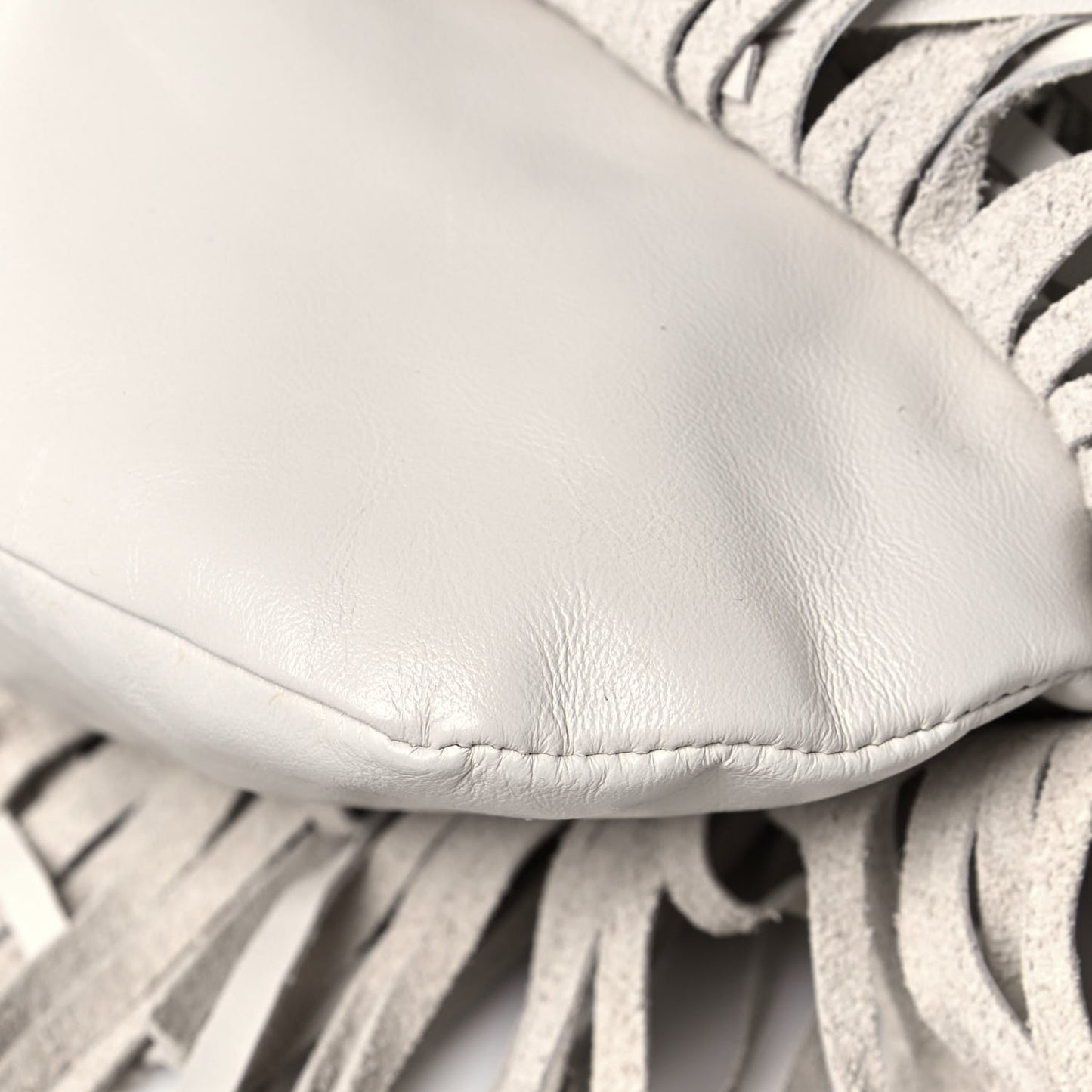 Calfskin Small Emmanuelle Fringe Hobo Bag White