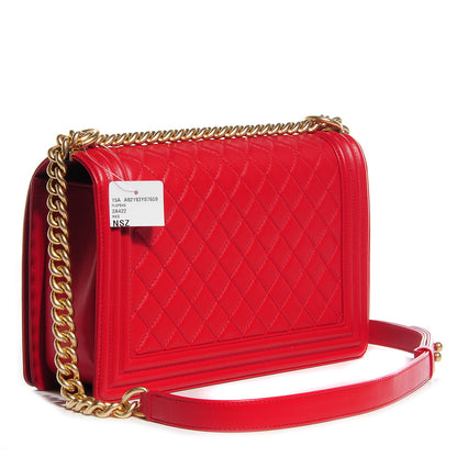 Chanel Lambskin Boy New Medium Flap Red 3 of 9