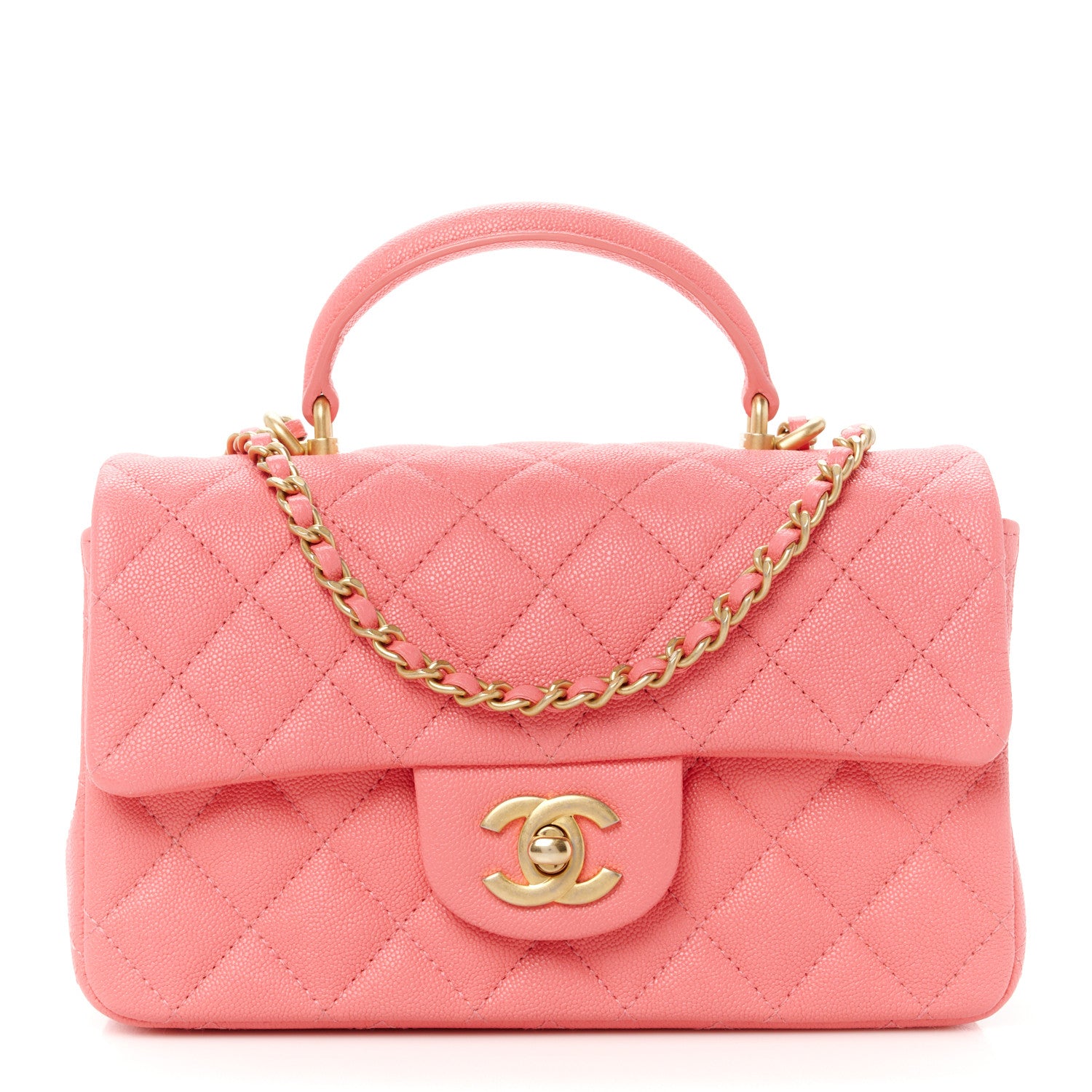 Chanel Caviar Quilted Mini Top Handle Rectangular Flap Pink 1 of 12