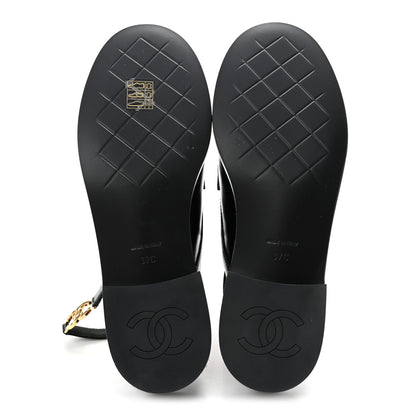 Chanel Glazed Calfskin CC Slingback Flats 37 Black 6 of 10