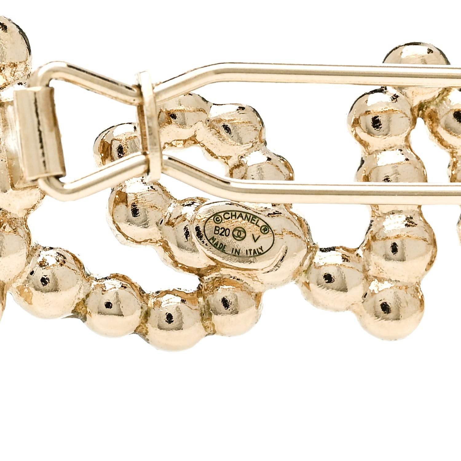 Chanel Metal Glass Swirling Pearls Hair Clip Gold 3 of 4