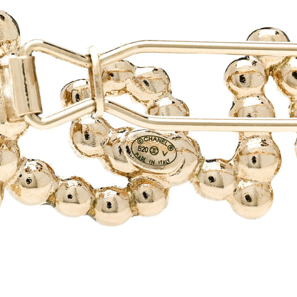 Chanel Metal Glass Swirling Pearls Hair Clip Gold 3 of 4