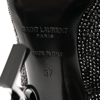 Saint Laurent Crystal Embellished Opyum Ankle Strap Sandals 37 Black 8 of 9
