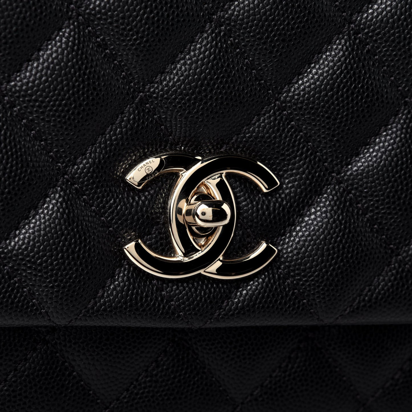 Caviar Quilted Small Coco Handle Flap Black
