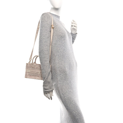 Christian Dior Canvas Embroidered Toile De Jouy Reverse Mini Book Tote With Strap Rose Multicolor 2 of 11