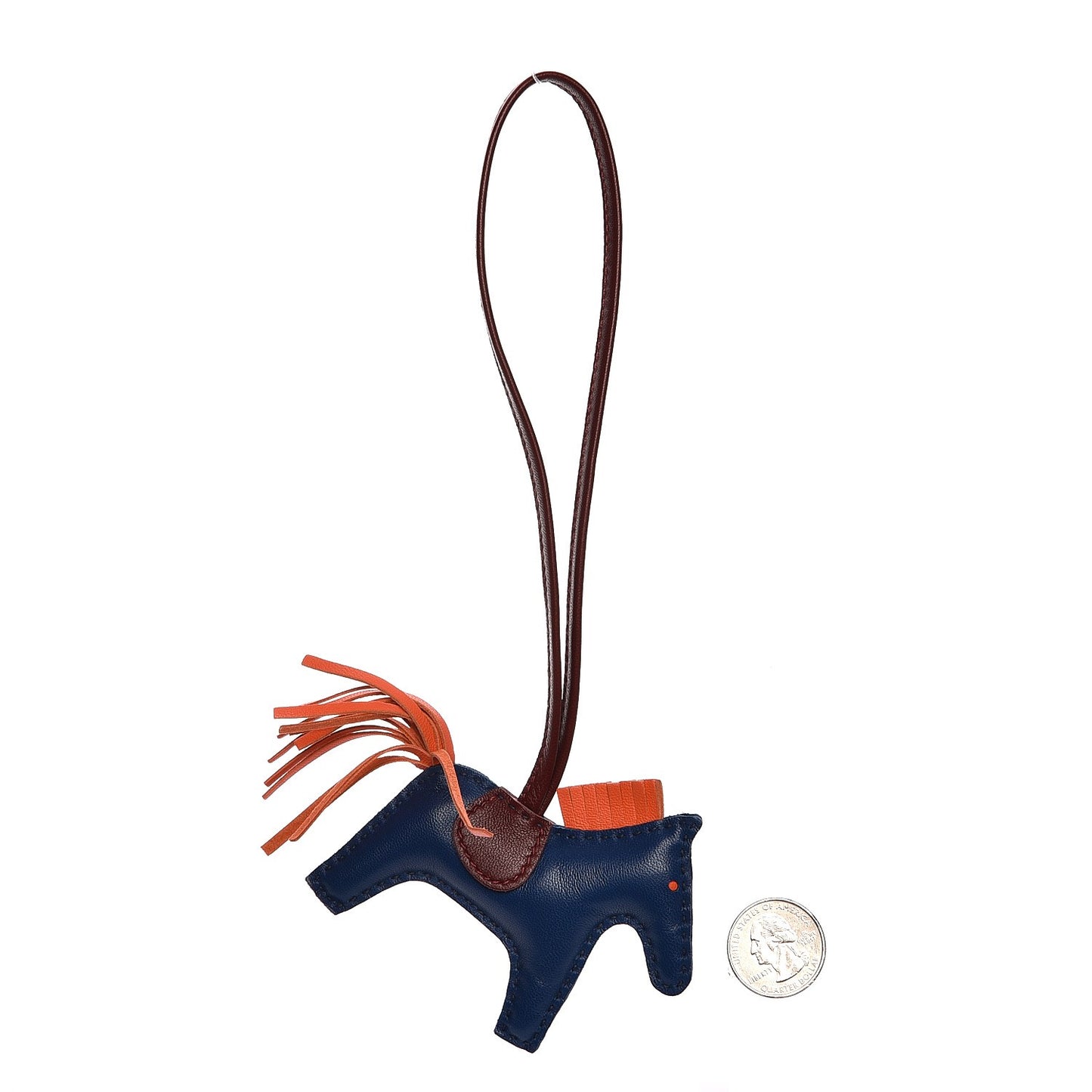 Milo Lambskin Grigri Rodeo Horse Bag Charm PM Bleu de Malte Rouge H Peony