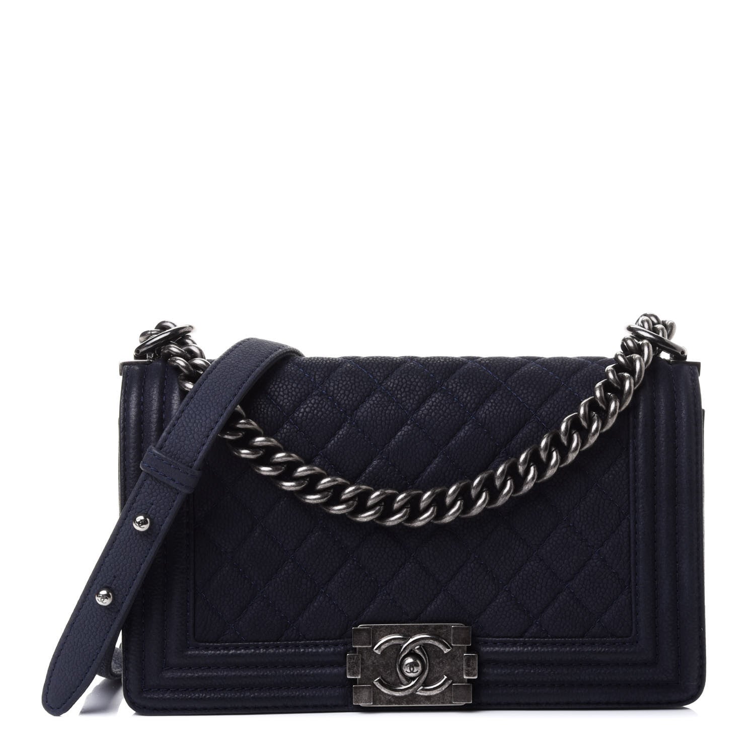 Chanel Iridescent Caviar Quilted Medium Boy Flap Dark Blue 1 of 4